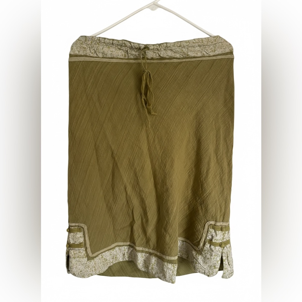 Vintage Boho Green Skirt with Trim Sz XL